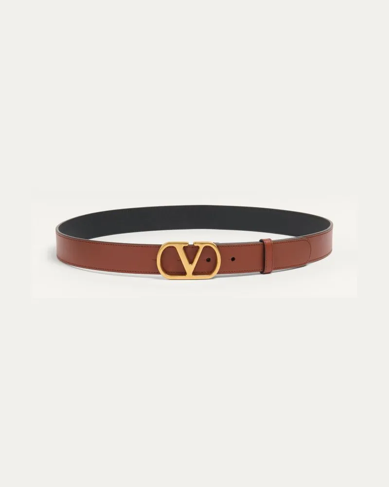 Valentino Garavani Cintura VLogo Signature In Vitello Lucido 30 Mm Uomo DEEP CARAMEL Deep