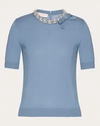 Valentino Garavani MAGLIA IN LANA RICAMATA Donna AZZURRO Azzurro