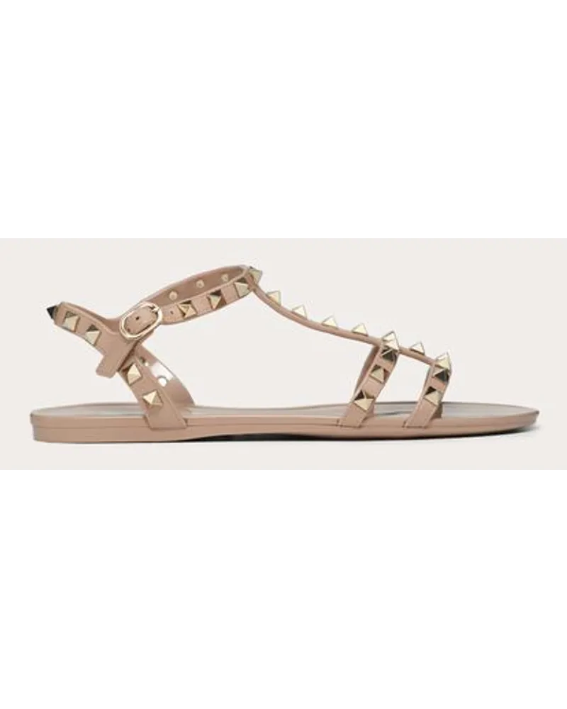 Valentino Garavani SANDALO BASSO ROCKSTUD IN GOMMA Donna POUDRE Poudre
