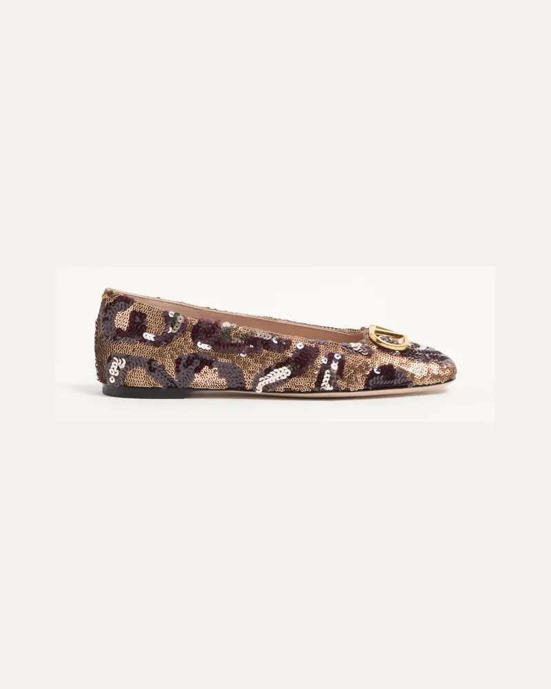 Valentino Garavani Ballerina VLogo Signature Con Ricamo Animalier Donna MARRONE/MULTICOLOR Marrone
