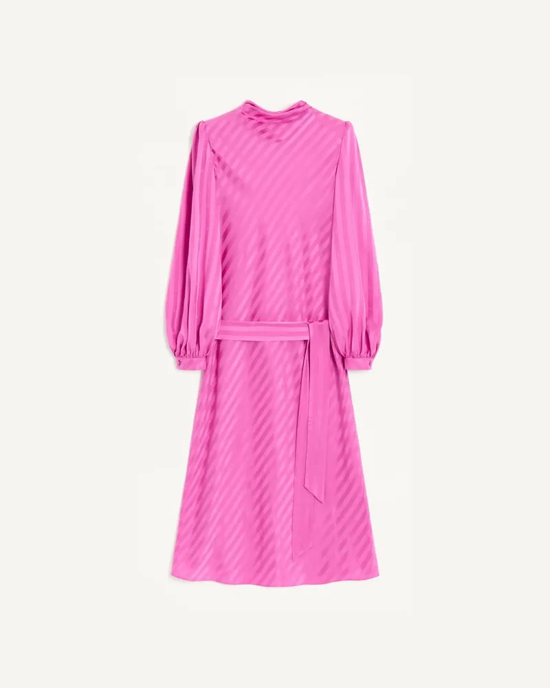 Valentino Garavani Abito Midi In Jacquard Lucido Opaco Riga Logo Donna FUCSIA Fucsia
