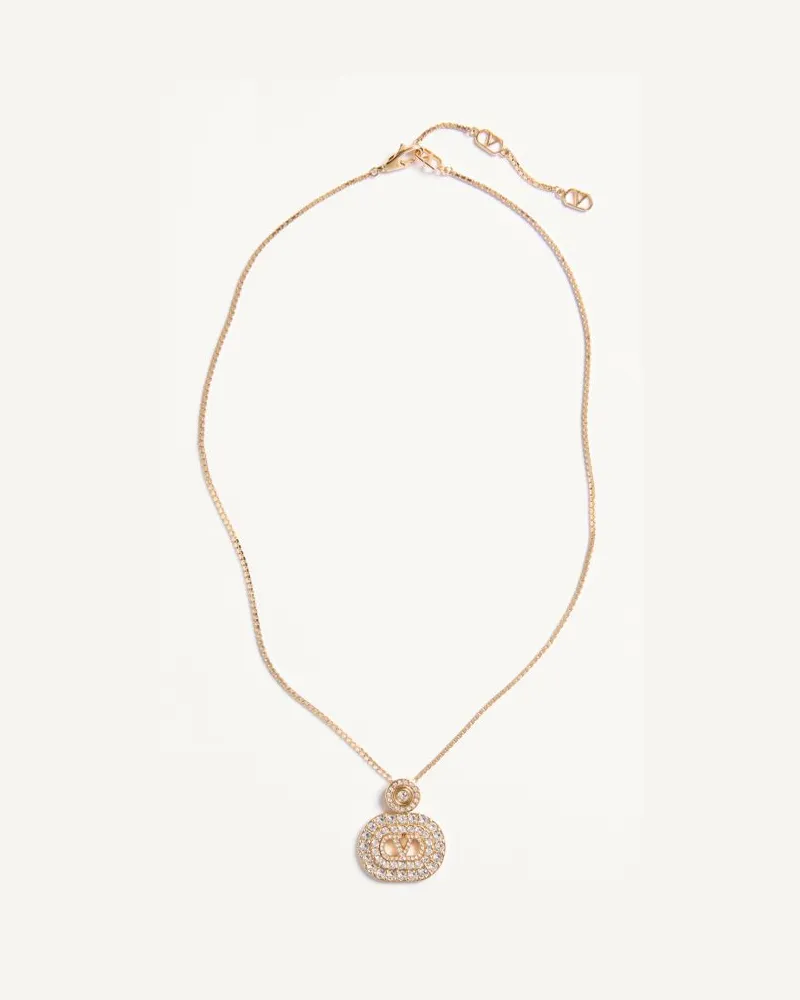 Valentino Garavani Collana VLogo Signature in Metallo e Cristalli Swarovski Donna ORO/CRYSTAL Oro
