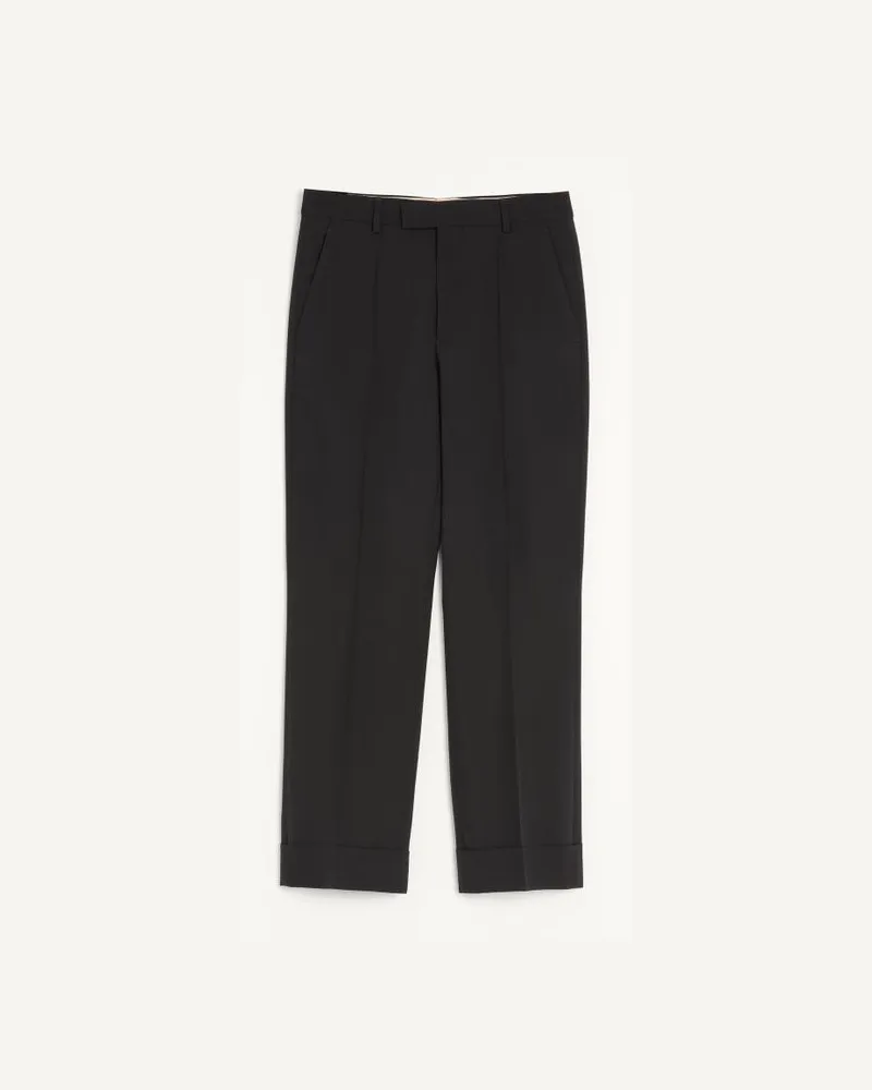 Valentino Garavani Pantalone Valentino In Lana Con Risvolto Uomo NERO Nero