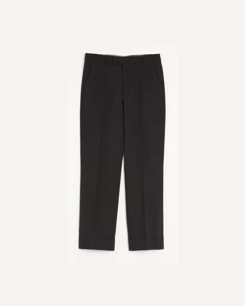 Valentino Garavani Pantalone Valentino In Lana Con Risvolto Uomo NERO Nero