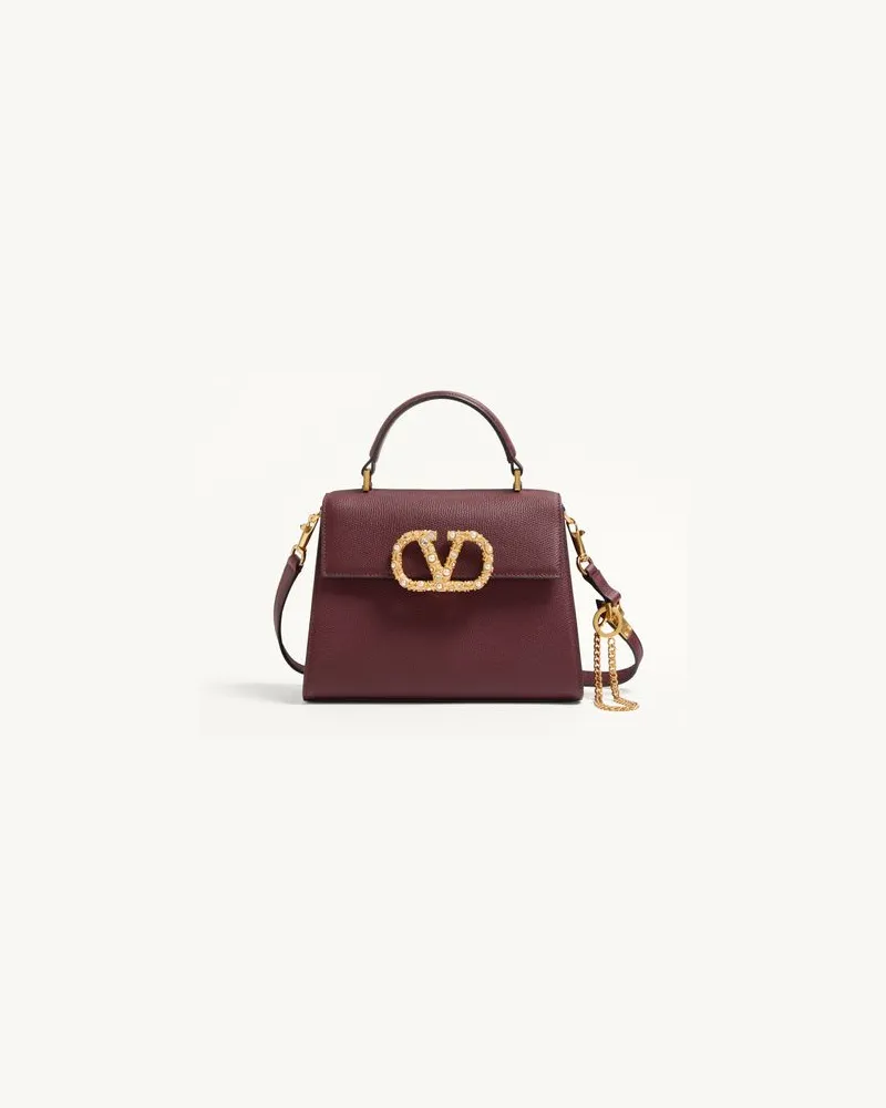 Valentino Garavani Borsa A Mano Piccola Valentino Garavani Vsling In Vitello Granato Con Logo Gioiello Donna ROSEWOOD UNI 
