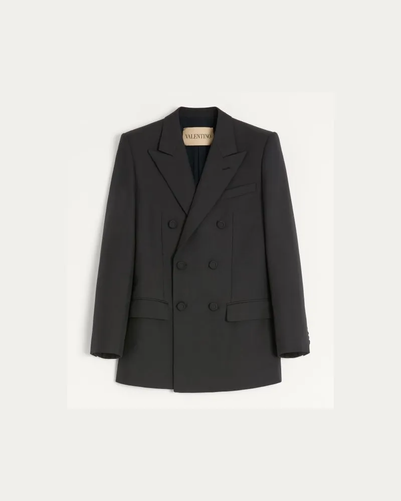 Valentino Garavani Giacca Doppiopetto Valentino In Gabardina Di Lana Uomo NERO Nero