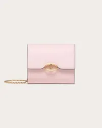 Valentino Garavani PORTAFOGLIO CON CATENA VLOGO THE BOLD EDITION IN VITELLO Donna ROSE QUARTZ Rose