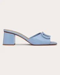 Valentino Garavani SANDALO SLIDE VLOGO SIGNATURE IN VERNICE 60MM Donna AZZURRO Azzurro