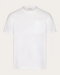 Valentino Garavani T-SHIRT IN COTONE CON V DETAIL IMPUNTURATA Uomo BIANCO Bianco