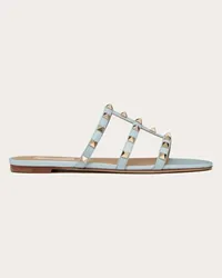 Valentino Garavani SANDALO SLIDER BASSO ROCKSTUD IN VITELLO Donna BLU PORCELLANA Blu