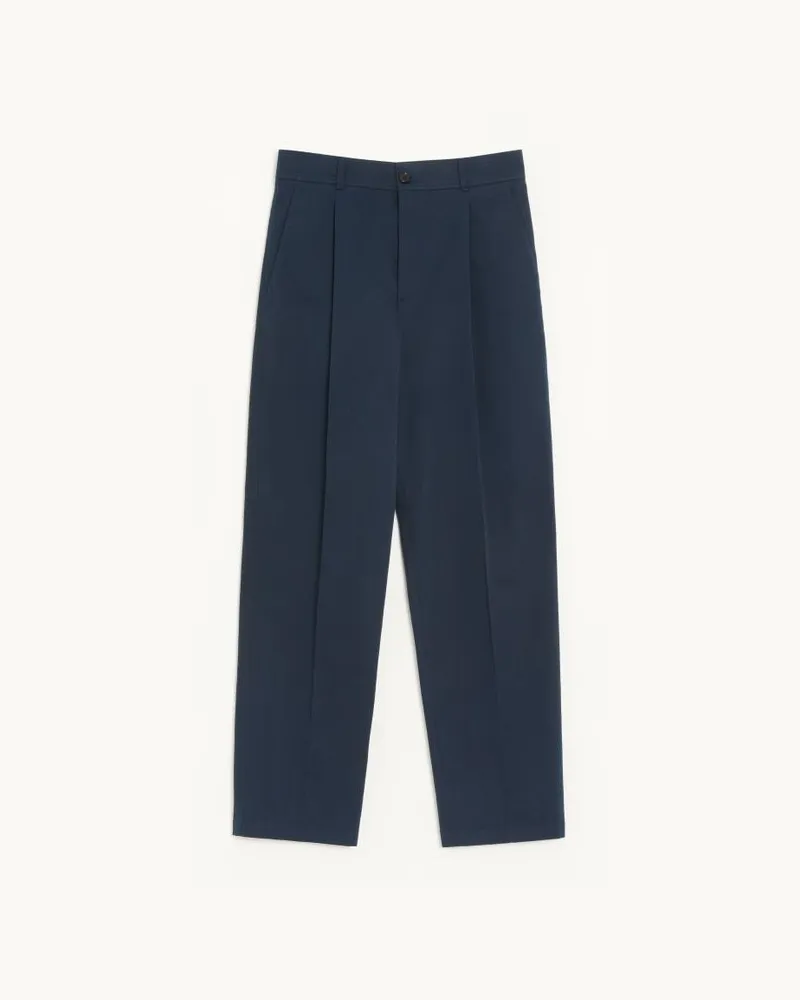 Valentino Garavani Pantalone Valentino in gabardina di cotone con ricamo VLogo Uomo NAVY Navy