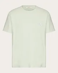 Valentino Garavani T-SHIRT IN COTONE CON PATCH VLOGO SIGNATURE Uomo MENTA Menta