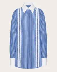 Valentino Garavani CAMICIA IN POPELINE CONTRAILS RICAMATA Donna LIGHT BLUE/BIANCO Light