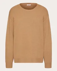 Valentino Garavani MAGLIONE GIROCOLLO IN CASHMERE CON BORCHIA Uomo CAMMELLO Cammello