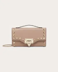 Valentino Garavani PORTAFOGLIO CON CATENA ROCKSTUD IN VITELLO GRANATO Donna POUDRE Poudre