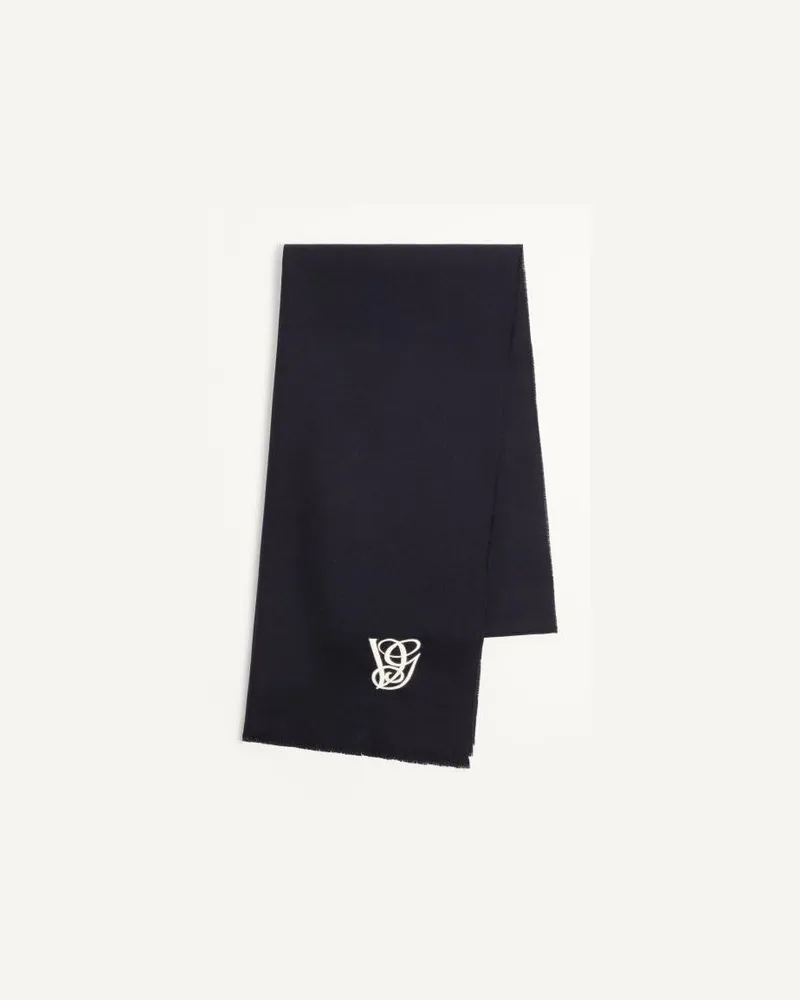 Valentino Garavani Sciarpa Con Ricamo Vg In Lana Uomo NAVY Navy
