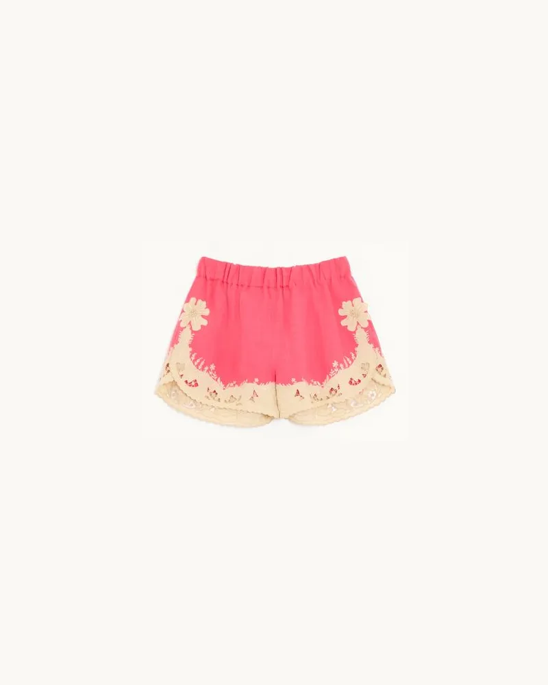 Valentino Garavani Short In Couture Linen Ricamati Donna CORALLO/BEIGE Corallo