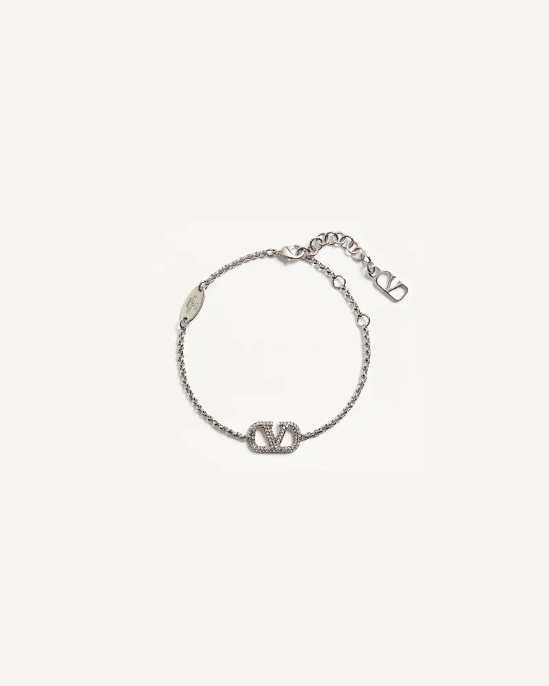 Valentino Garavani Bracciale VLogo Signature In Metallo E Cristalli Swarovski Donna PALLADIO/CRYSTAL Palladio