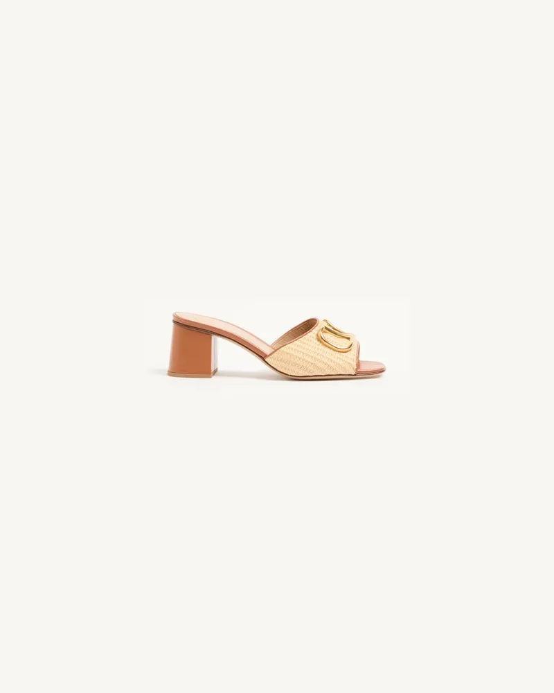Valentino Garavani Sandalo Slide VLogo Signature In Rafia 60mm Donna BEIGE 36 