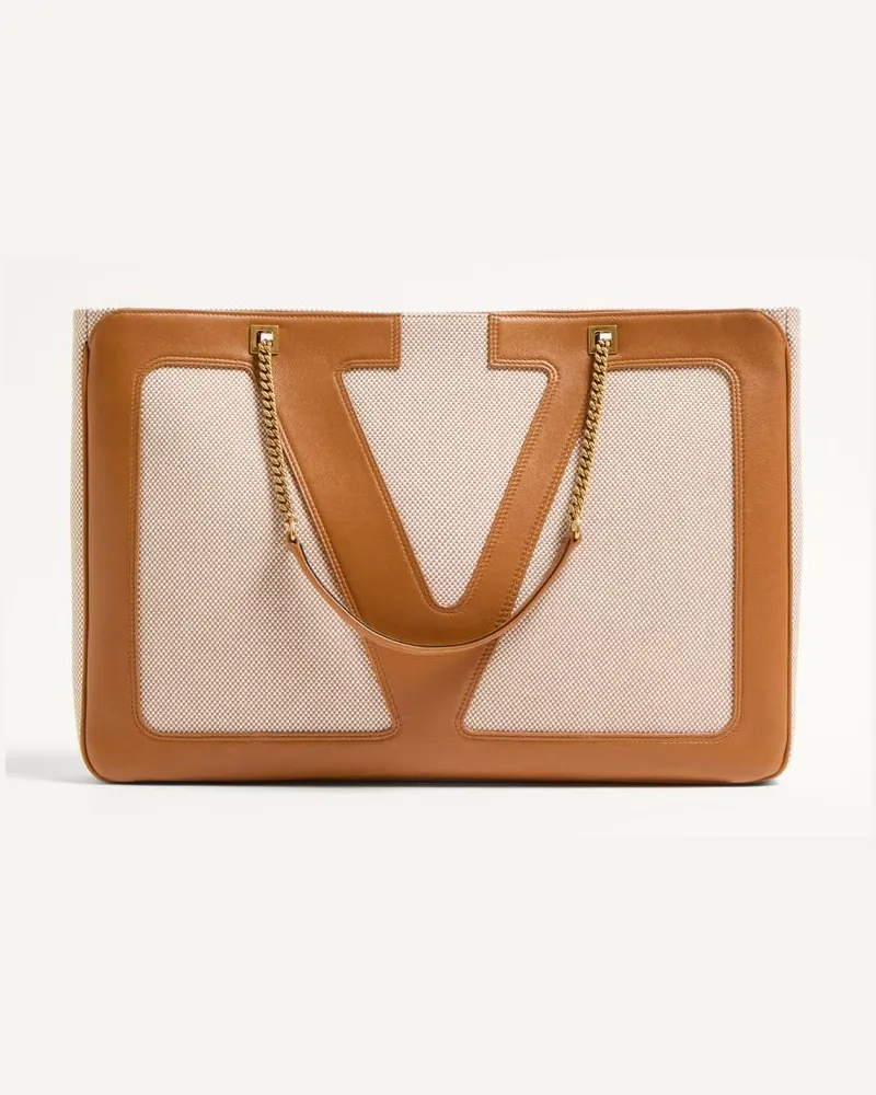 Valentino Garavani Borsa Shopping Grande Valentino Garavani Viva Superstar In Canvas Donna NATURALE/SPEZIA Naturale