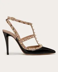 Valentino Garavani DÉCOLLETÉ ROCKSTUD IN VERNICE CON CINTURINI 100MM Donna POUDRE Poudre