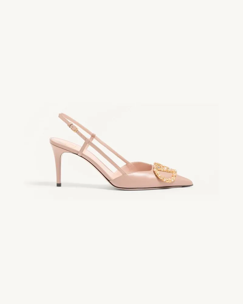 Valentino Garavani Décolleté Slingback VLogo Signature In Vitello Con Logo Gioiello 80Mm Donna ROSE CANNELLE Rose
