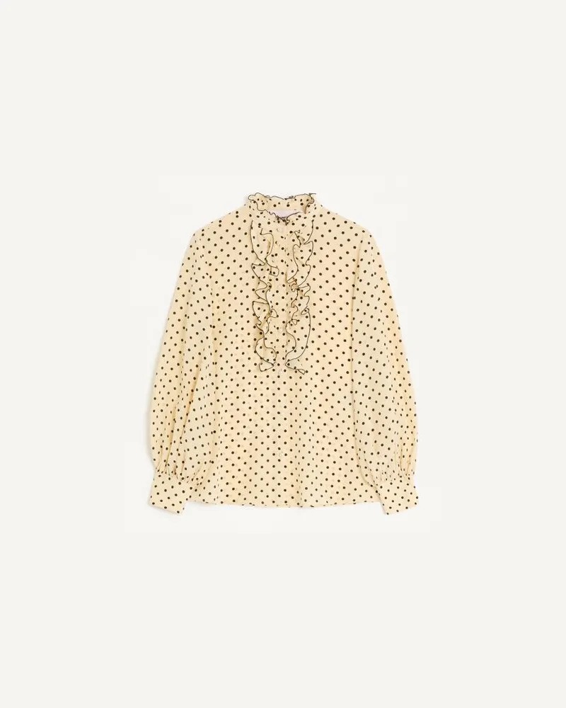 Valentino Garavani Camicia In Crepe De Chine Stampa Plusdepois Donna BETULLA/NERO Betulla