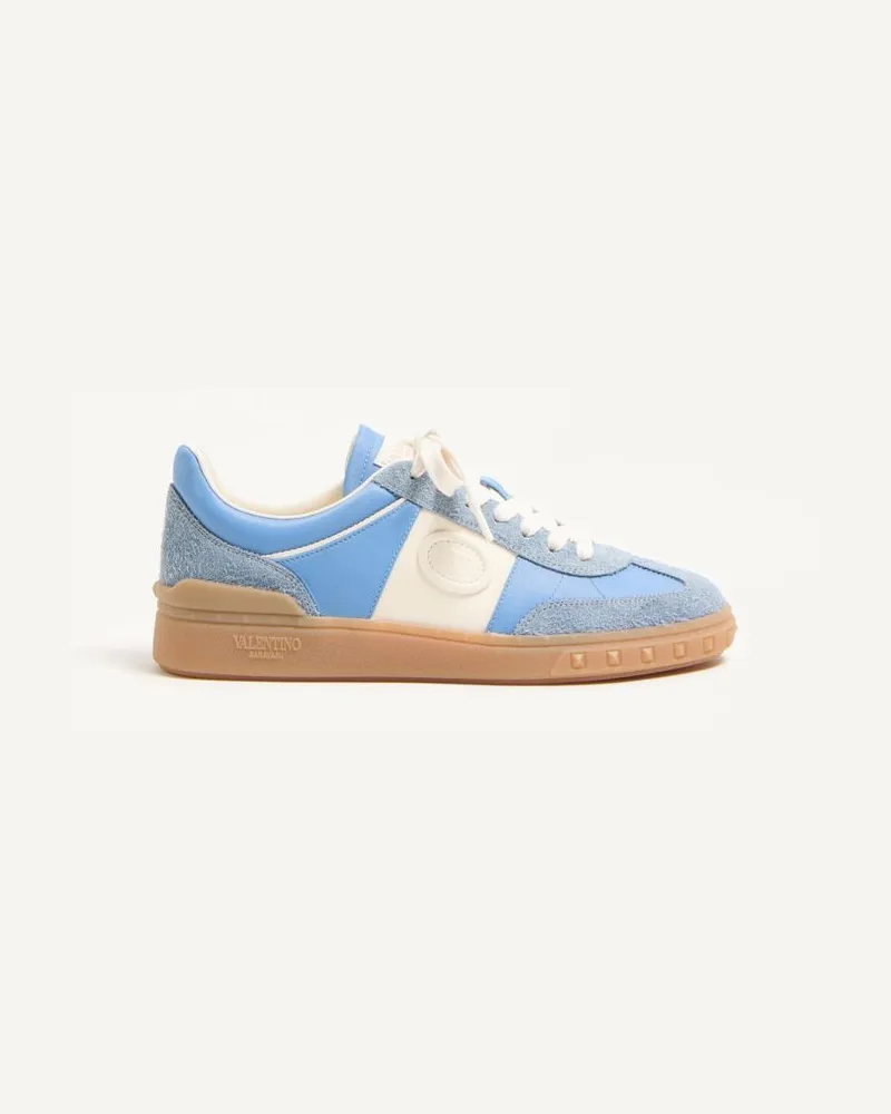 Valentino Garavani Sneaker Upvillage In Crosta Con Banda In Vitello Nappato Donna GRIGIO/AZZURRO Grigio