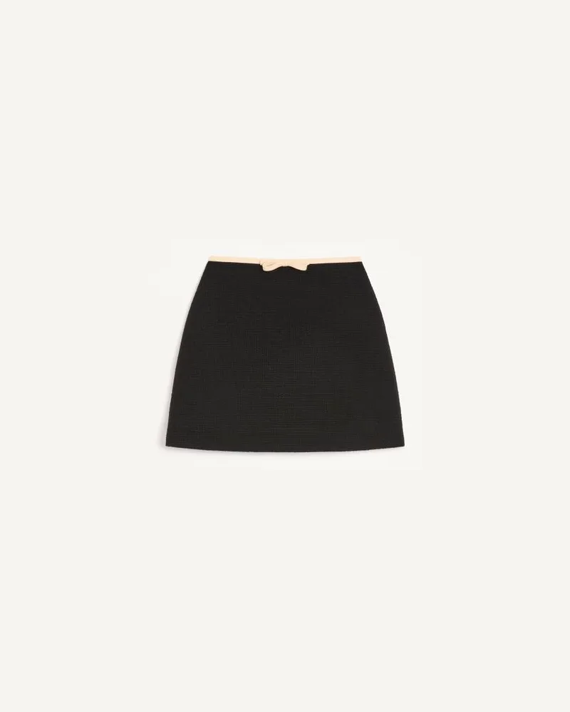 Valentino Garavani Gonna In Plain Wool Tweed Donna NERO/ROSSO/VERDE Nero