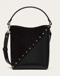 Valentino Garavani BORSA A SECCHIELLO GARAVANI GARAVANI ROCKSTUD WISPY IN VITELLO E CAMOSCIO Donna NERO Nero