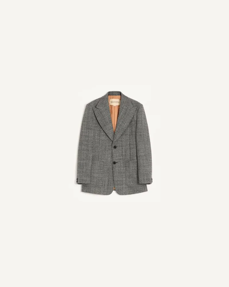 Valentino Garavani Giacca Monopetto Valentino In Lana Moulinè Uomo BIANCO/ NERO 46 