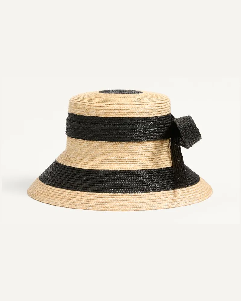 Valentino Garavani Cappello Bucket Vlogo Signature In Paglia Donna NERO/NATURALE Nero