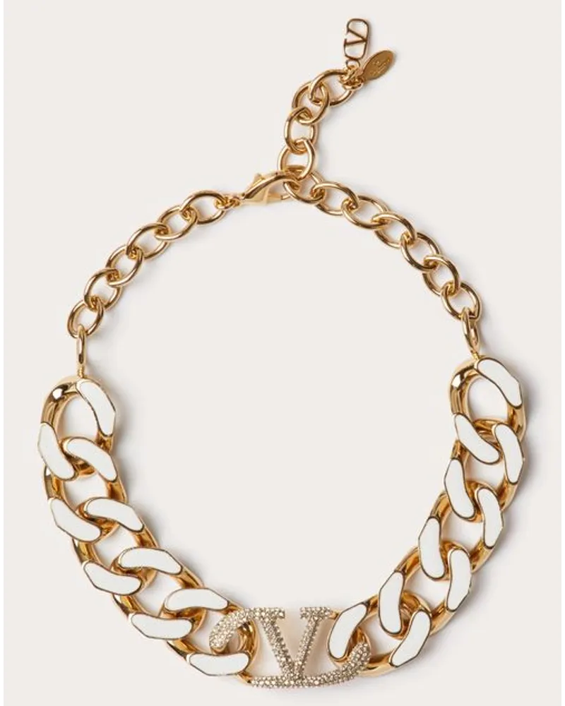 Valentino Garavani CHOCKER VLOGO CHAIN IN METALLO, SMALTO E CRISTALLI SWAROVSKI® Donna ORO Oro