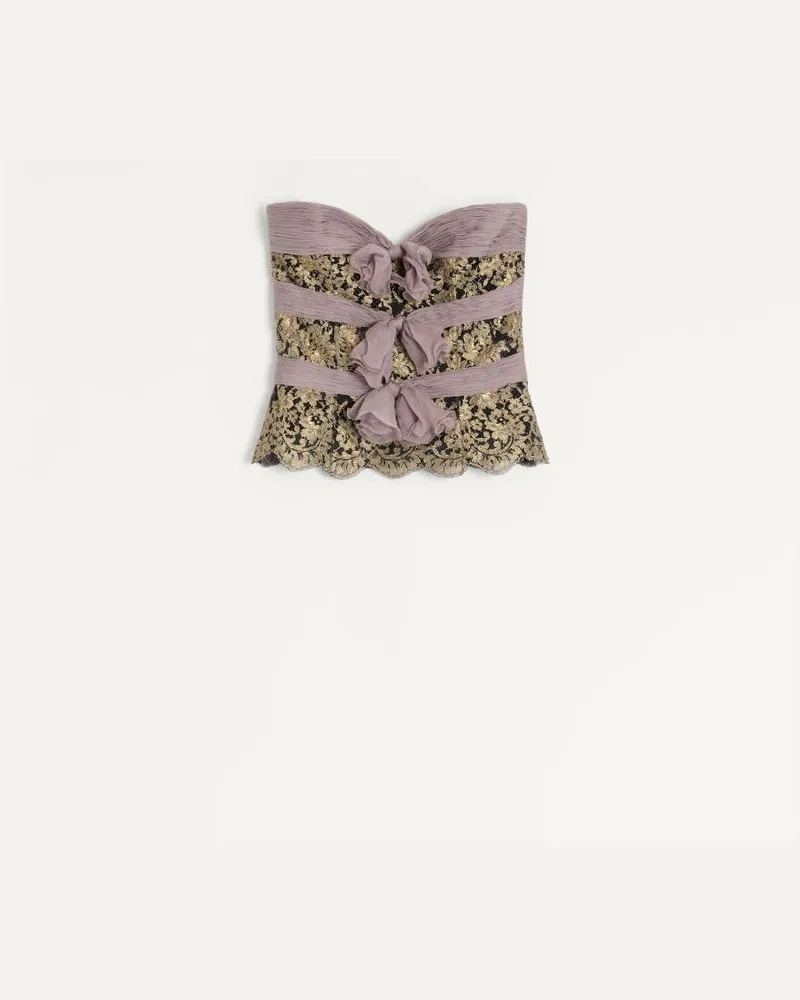 Valentino Garavani Top In Chiffon Donna GRIGIO/MAUVE/ORO Grigio