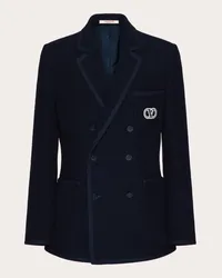 Valentino Garavani GIACCA DOPPIOPETTO IN LANA BOUCLE' CON RICAMO VLOGO SIGNATURE Uomo NAVY Navy