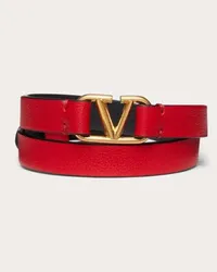 Valentino Garavani BRACCIALE VLOGO SIGNATURE IN VITELLO A DOPPIO GIRO Donna ROUGE PUR/NERO Rouge