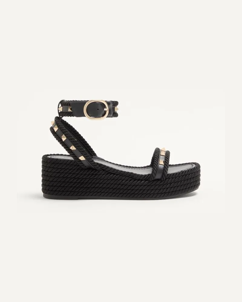 Valentino Garavani Sandalo Flatform Rockstud In Vitello 45Mm Donna NERO Nero