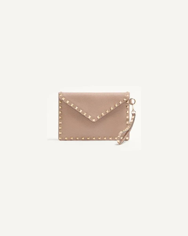 Valentino Garavani Pouch Rockstud In Vitello Granato Donna POUDRE Poudre