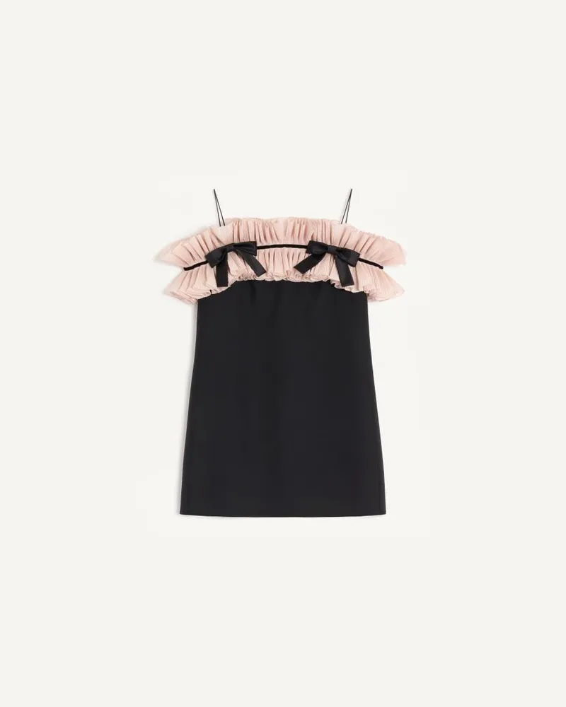 Valentino Garavani Abito Corto In Crepe Couture Donna NERO/ROSA Nero