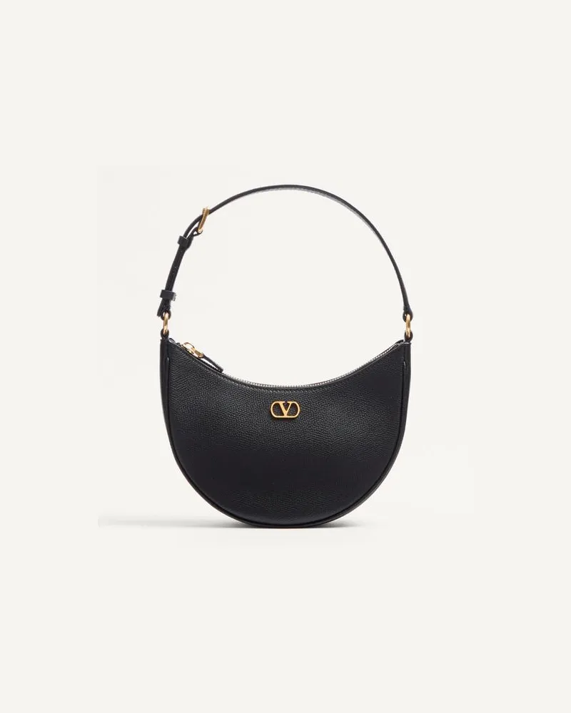 Valentino Garavani Mini Borsa Hobo VLogo Signature In Vitello Granato Donna NERO Nero