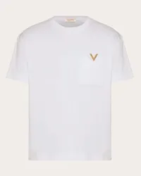 Valentino Garavani T-SHIRT IN COTONE CON V DETAIL METALLICA Uomo BIANCO Bianco