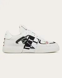 Valentino Garavani SNEAKER LOW-TOP VL7N IN VITELLO E NASTRI Uomo BIANCO/NERO/MENTA/RUBINO Bianco