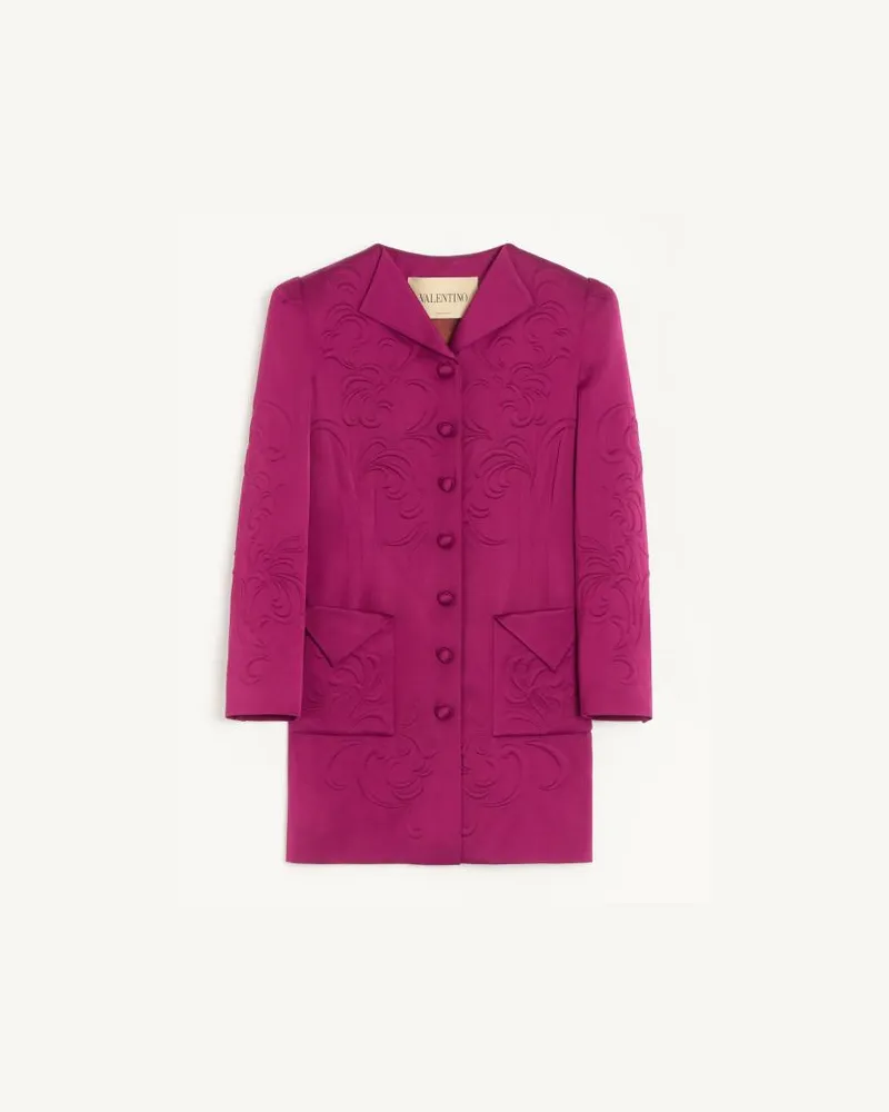 Valentino Garavani Caban In Cady Raso Ricamato Donna VIOLA MAGENTA Viola