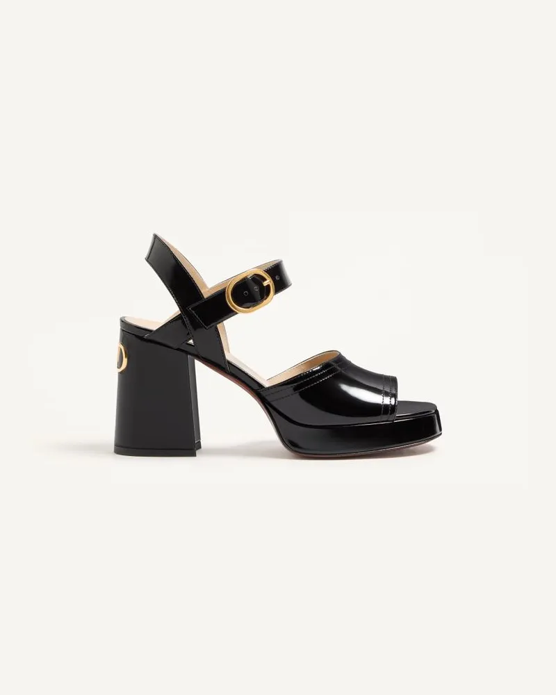 Valentino Garavani Sandalo Con Plateau Fawcette In Vitello Abrasivato 100Mm Donna NERO Nero