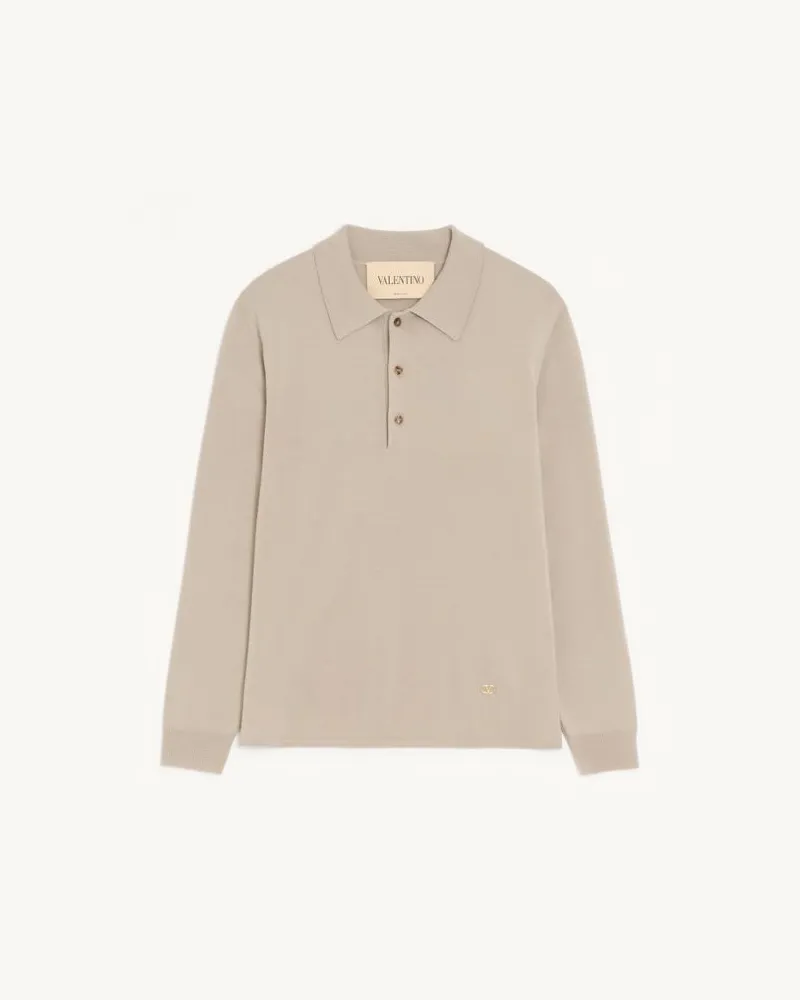 Valentino Garavani Polo Valentino in lana con VLogo Uomo GRIGIO CHIARO Grigio
