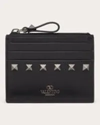 Valentino Garavani PORTACARTE ROCKSTUD IN VITELLO CON ZIP Donna NERO Nero