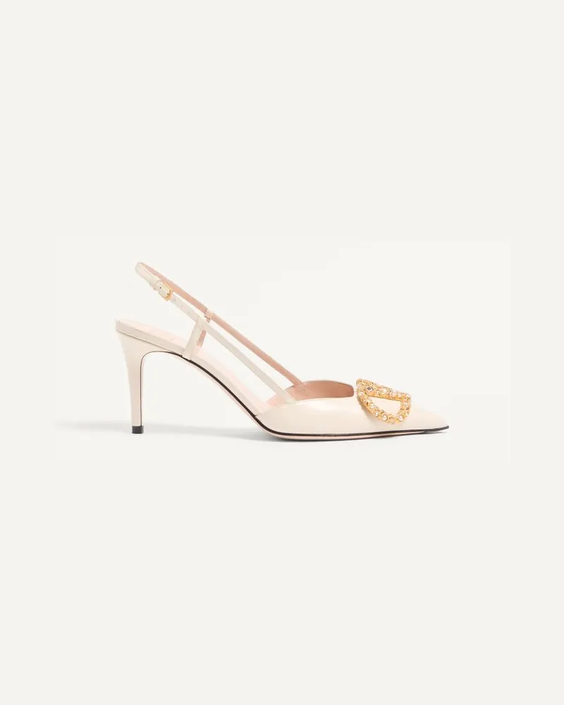 Valentino Garavani Décolleté Slingback Vlogo Signature In Vitello Con Logo Gioiello 80Mm Donna AVORIO Avorio