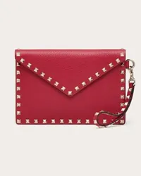 Valentino Garavani POUCH ROCKSTUD IN VITELLO GRANATO Donna ROSSO V Rosso