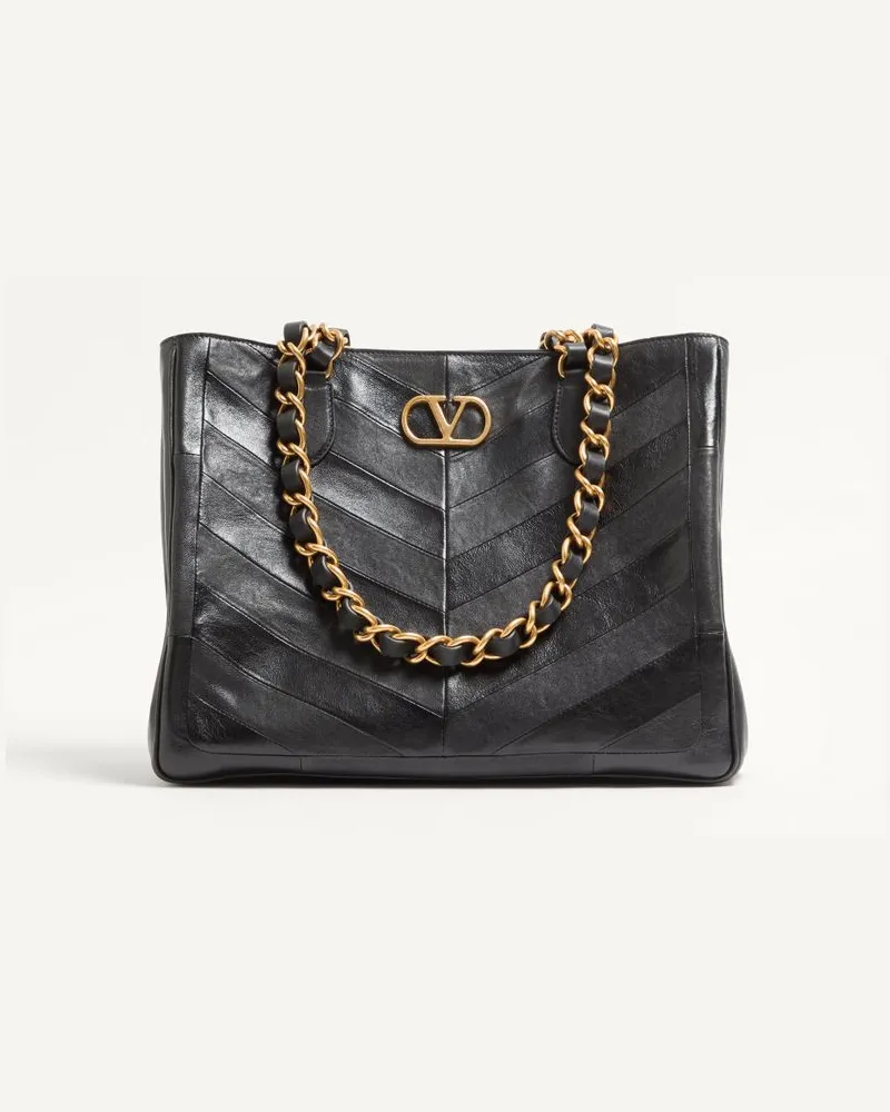 Valentino Garavani Borsa Shopping Valentino Garavani Laseine In Nappa Motivo Chevron Donna NERO Nero