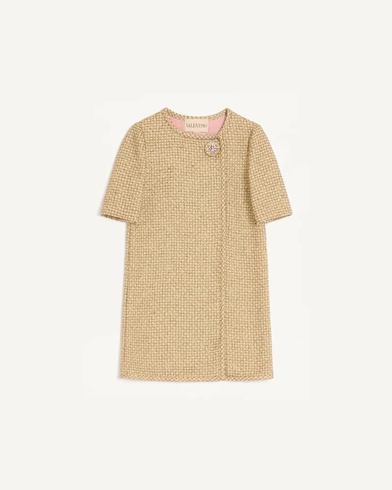 Valentino Garavani Abito Corto In Tweed Canestrello Lurex Donna ORO Oro